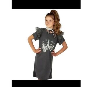 *NEW* Joyfolie Mia Joy Girls Dress Peyton in Charcoal La Vie Est Belle Size 7